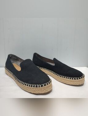 Joie Cara Slip-On Espadrilles Black Canvas Platform Espadrille Flats Women’s 8.5